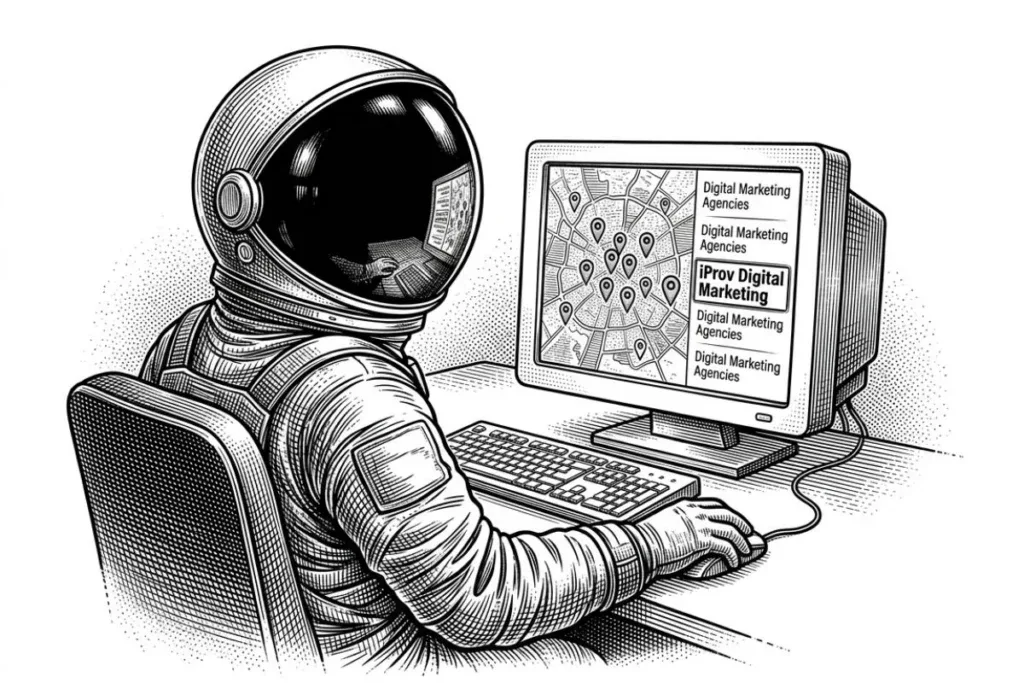 Small business owner reviewing digital marketing agency proposals and strategies on laptop computer