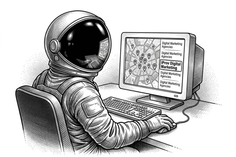 Small business owner reviewing digital marketing agency proposals and strategies on laptop computer